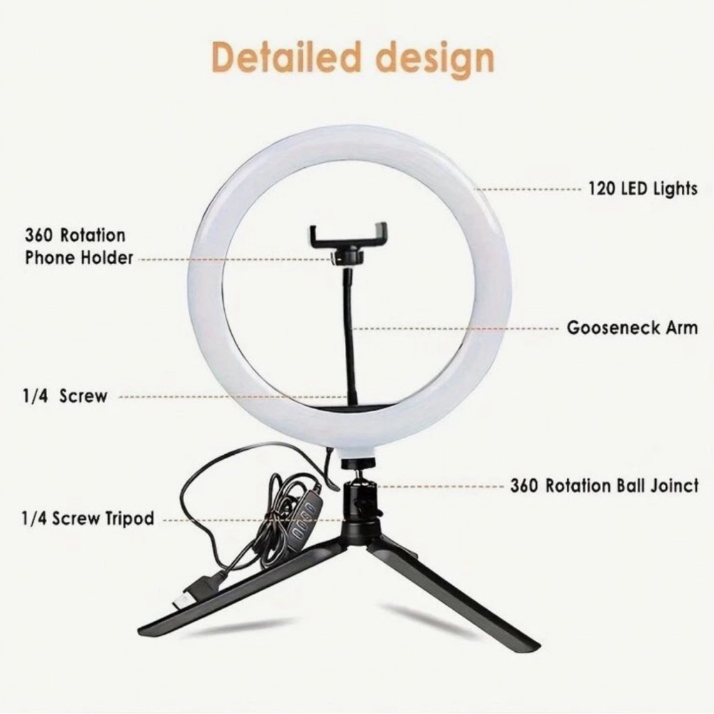 10 Inch Professional Fill Light Set With 360° Rotation & Multifunctional Switch - Picture 7 of 7